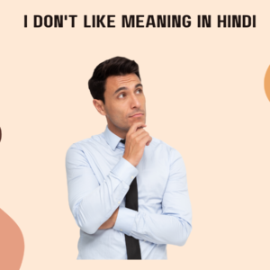 I Don't Like Meaning in Hindi